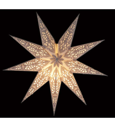 Leuchtstern Baby Ganesha weiß/grau Durchmesser 40cm, 9 Zacken mit Magnetverschluß