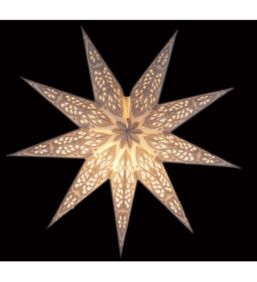 Leuchtstern Baby Ganesha weiß/grau Durchmesser 40cm, 9 Zacken mit Magnetverschluß