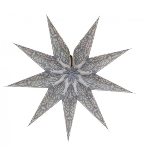 Leuchtstern Baby Ganesha weiß/grau Durchmesser 40cm, 9 Zacken mit Magnetverschluß