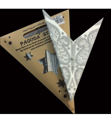 Leuchtstern Baby Ganesha weiß/grau Durchmesser 40cm, 9 Zacken mit Magnetverschluß