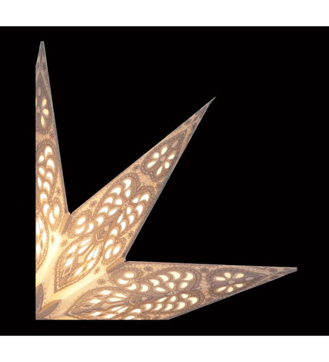 Leuchtstern Baby Ganesha weiß/grau Durchmesser 40cm, 9 Zacken mit Magnetverschluß