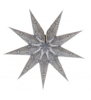 Leuchtstern Baby Ganesha weiß/grau Durchmesser 40cm, 9 Zacken mit Magnetverschluß