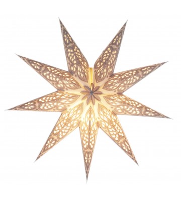 Leuchtstern Baby Ganesha weiß/grau Durchmesser 40cm, 9 Zacken mit Magnetverschluß