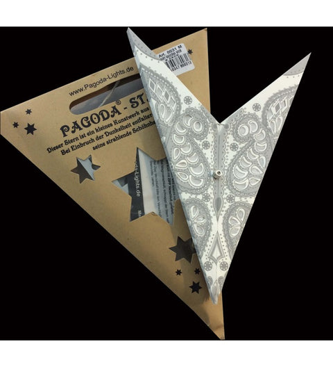 Leuchtstern Baby Ganesha weiß/grau Durchmesser 40cm, 9 Zacken mit Magnetverschluß