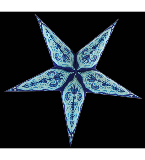 Leuchtstern Baby Sumita blau/türkis bestickt 5 Zacken ca. 40 cm mit Zippverschluss