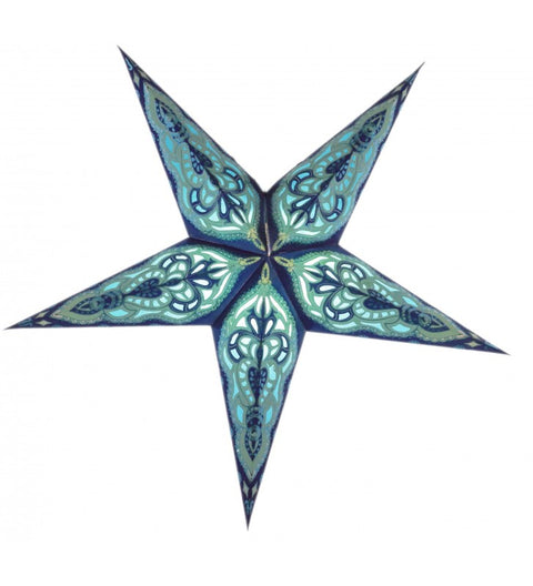 Leuchtstern Baby Sumita blau/türkis bestickt 5 Zacken ca. 40 cm mit Zippverschluss