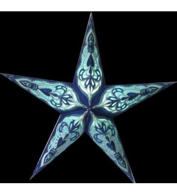 Leuchtstern Baby Sumita blau/türkis bestickt 5 Zacken ca. 40 cm mit Zippverschluss