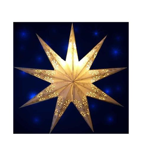 Leuchtstern Baby Venya 9 Zacken weiß/silber Glitter 40 cm mit Magnetverschluss