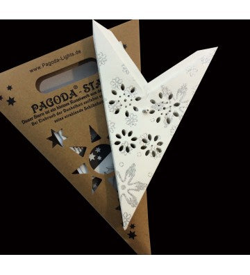 Leuchtstern Baby Venya 9 Zacken weiß/silber Glitter 40 cm mit Magnetverschluss