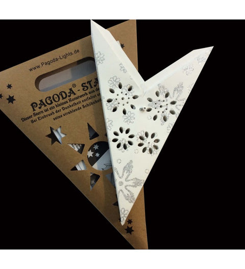 Leuchtstern Baby Venya 9 Zacken weiß/silber Glitter 40 cm mit Magnetverschluss