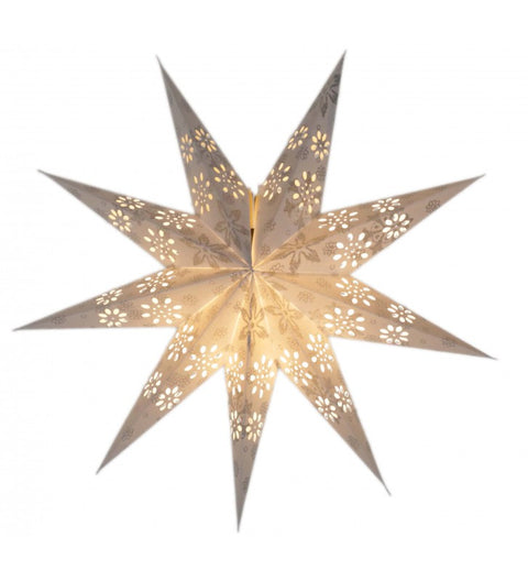 Leuchtstern Baby Venya 9 Zacken weiß/silber Glitter 40 cm mit Magnetverschluss