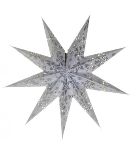 Leuchtstern Baby Venya 9 Zacken weiß/silber Glitter 40 cm mit Magnetverschluss