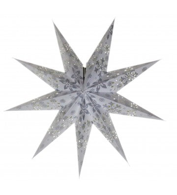 Leuchtstern Baby Venya 9 Zacken weiß/silber Glitter 40 cm mit Magnetverschluss