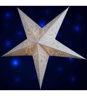 Leuchtstern Ananti Batik weiß 5 Zacken bestickt ca. 60 cm mit Zippverschluss