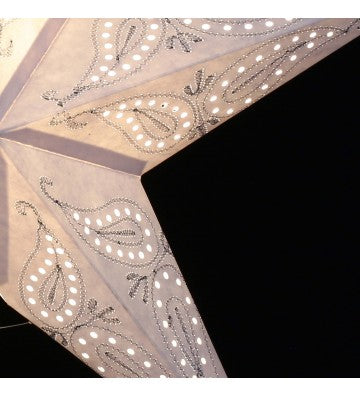 Leuchtstern Ananti Batik weiß 5 Zacken bestickt ca. 60 cm mit Zippverschluss