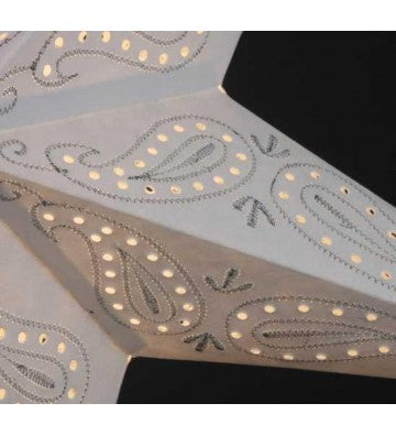 Leuchtstern Ananti Batik weiß 5 Zacken bestickt ca. 60 cm mit Zippverschluss