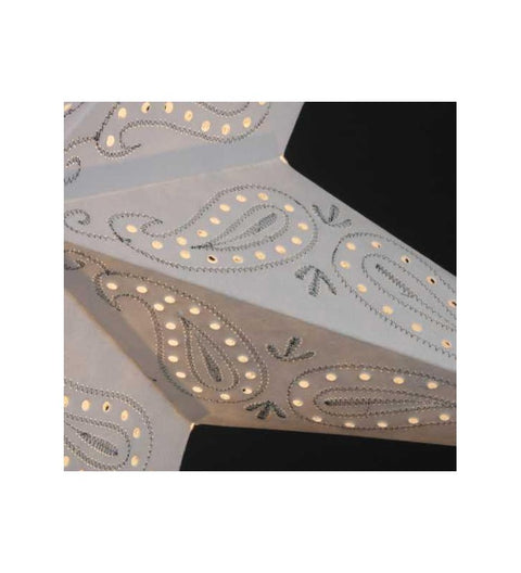 Leuchtstern Ananti Batik weiß 5 Zacken bestickt ca. 60 cm mit Zippverschluss