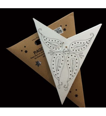 Leuchtstern Ananti Batik weiß 5 Zacken bestickt ca. 60 cm mit Zippverschluss