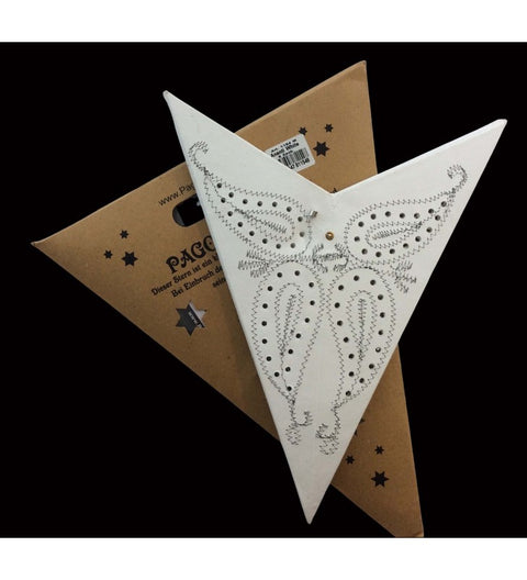 Leuchtstern Ananti Batik weiß 5 Zacken bestickt ca. 60 cm mit Zippverschluss