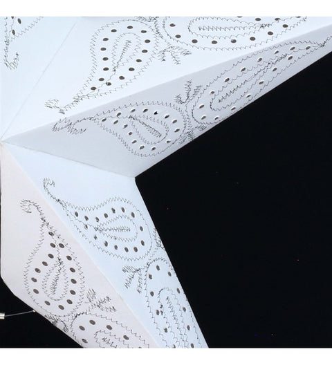 Leuchtstern Ananti Batik weiß 5 Zacken bestickt ca. 60 cm mit Zippverschluss