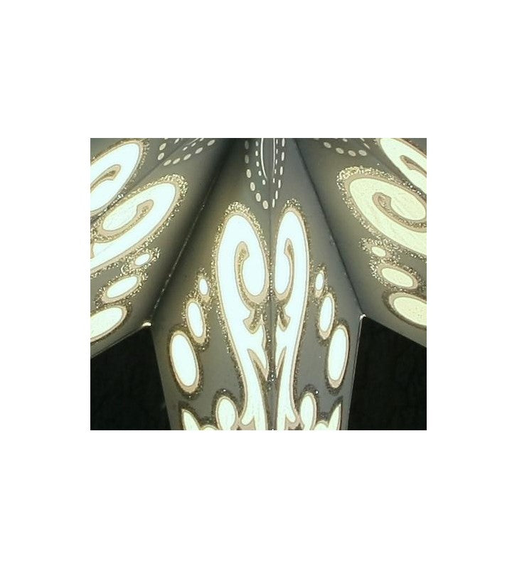Leuchtstern Curves grau/weiß/silber Glitter 7 Zacken ca. 60 cm mit Magnetverschluss