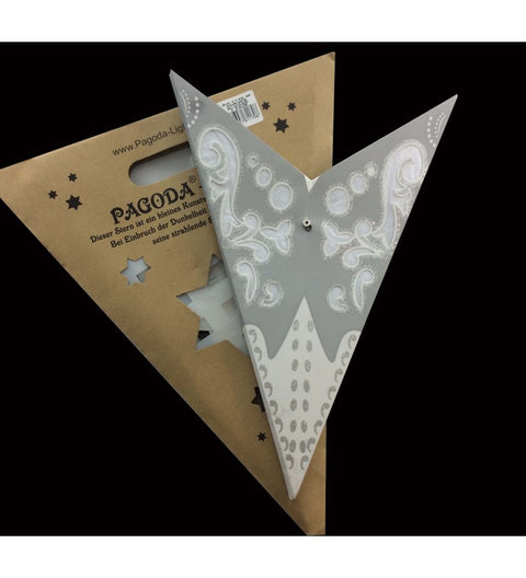 Leuchtstern Curves grau/weiß/silber Glitter 7 Zacken ca. 60 cm mit Magnetverschluss