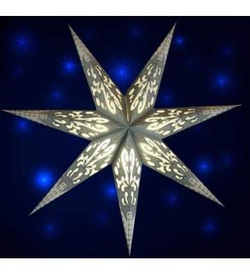 Leuchtstern Curves grau/weiß/silber Glitter 7 Zacken ca. 60 cm mit Magnetverschluss