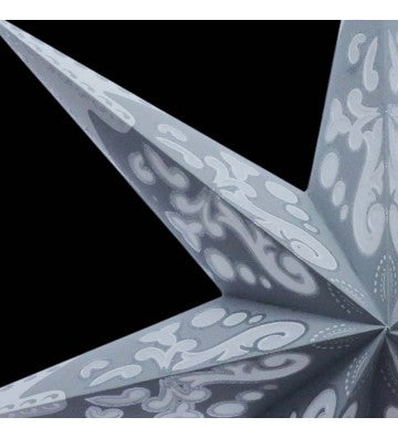 Leuchtstern Curves grau/weiß/silber Glitter 7 Zacken ca. 60 cm mit Magnetverschluss