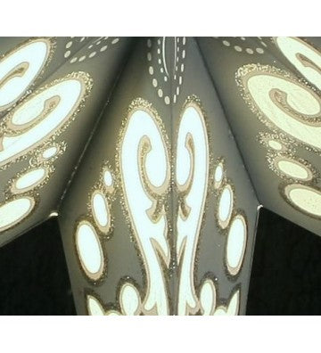 Leuchtstern Curves grau/weiß/silber Glitter 7 Zacken ca. 60 cm mit Magnetverschluss