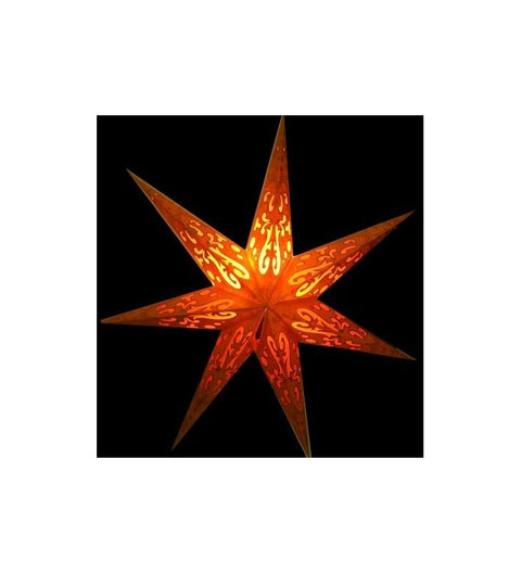 Leuchtstern Curves orange/gold Glitter 7 Zacken ca. 60 cm mit Magnetverschluss