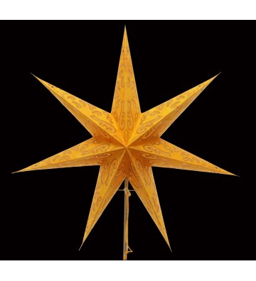 Leuchtstern Curves orange/gold Glitter 7 Zacken ca. 60 cm mit Magnetverschluss