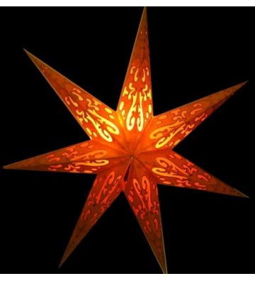 Leuchtstern Curves orange/gold Glitter 7 Zacken ca. 60 cm mit Magnetverschluss