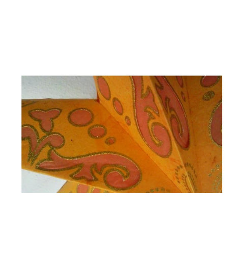 Leuchtstern Curves orange/gold Glitter 7 Zacken ca. 60 cm mit Magnetverschluss