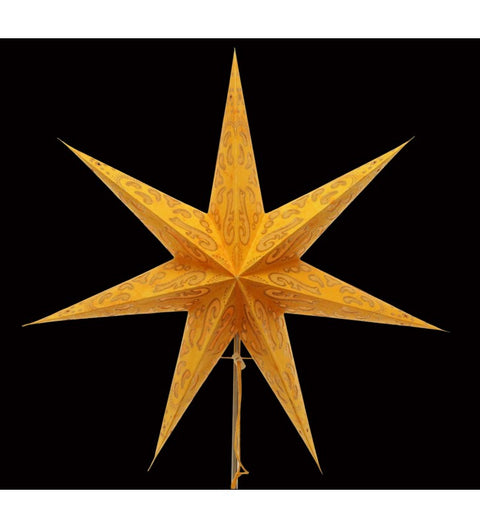 Leuchtstern Curves orange/gold Glitter 7 Zacken ca. 60 cm mit Magnetverschluss