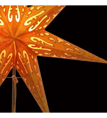 Leuchtstern Curves orange/gold Glitter 7 Zacken ca. 60 cm mit Magnetverschluss
