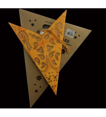 Leuchtstern Curves orange/gold Glitter 7 Zacken ca. 60 cm mit Magnetverschluss