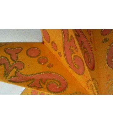 Leuchtstern Curves orange/gold Glitter 7 Zacken ca. 60 cm mit Magnetverschluss