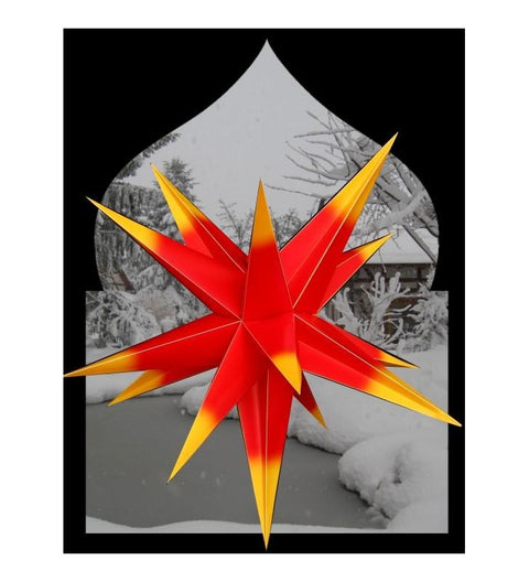 Leuchtstern für Außen XL rot/gelb ca. 55 cm, 15 Zacken,  inkl. Außenkabel 4 Meter