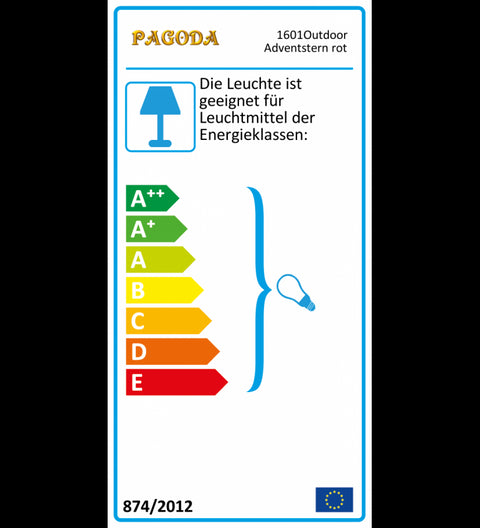 Leuchtstern für Außen XL rot/gelb ca. 55 cm, 15 Zacken,  inkl. Außenkabel 4 Meter