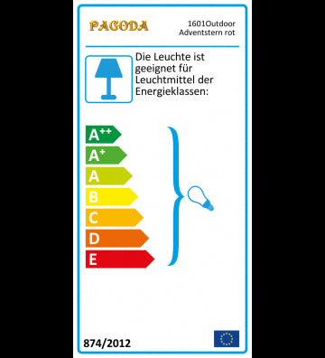 Leuchtstern für Außen XL rot/gelb ca. 55 cm, 15 Zacken,  inkl. Außenkabel 4 Meter