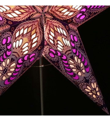 Leuchtstern Ganesha lila/glitter 5 Zacken mit Zippverschluss, ca. 60 cm