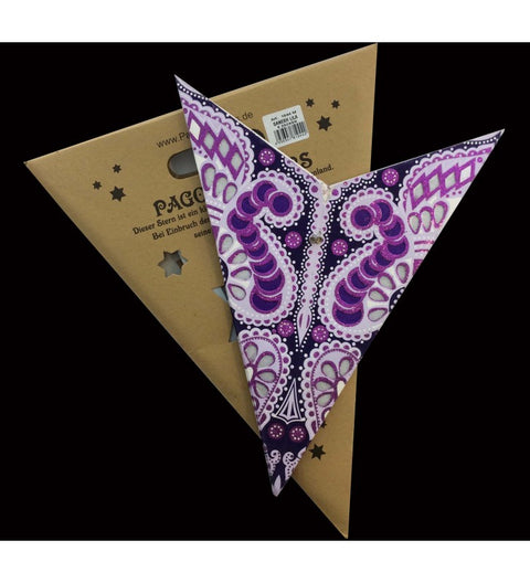 Leuchtstern Ganesha lila/glitter 5 Zacken mit Zippverschluss, ca. 60 cm