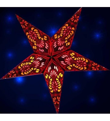 Leuchtstern Ganesha rot 5 Zacken mit Magnetverschluss, ca. 60 cm