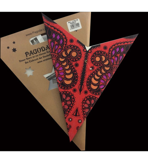 Leuchtstern Ganesha rot 5 Zacken mit Magnetverschluss, ca. 60 cm