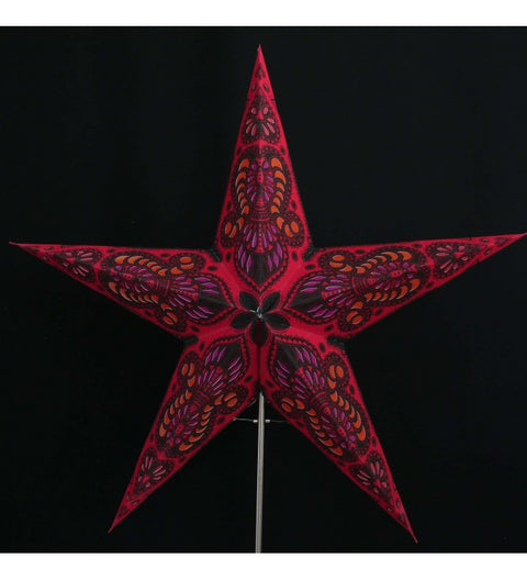 Leuchtstern Ganesha rot 5 Zacken mit Magnetverschluss, ca. 60 cm