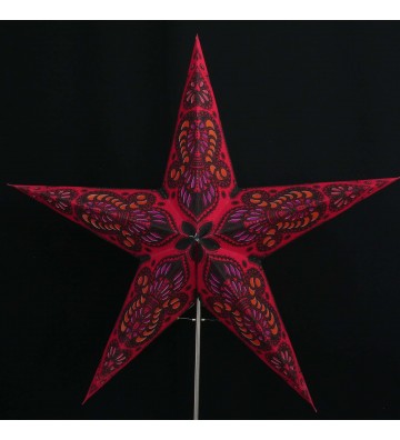 Leuchtstern Ganesha rot 5 Zacken mit Magnetverschluss, ca. 60 cm