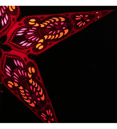 Leuchtstern Ganesha rot 5 Zacken mit Magnetverschluss, ca. 60 cm