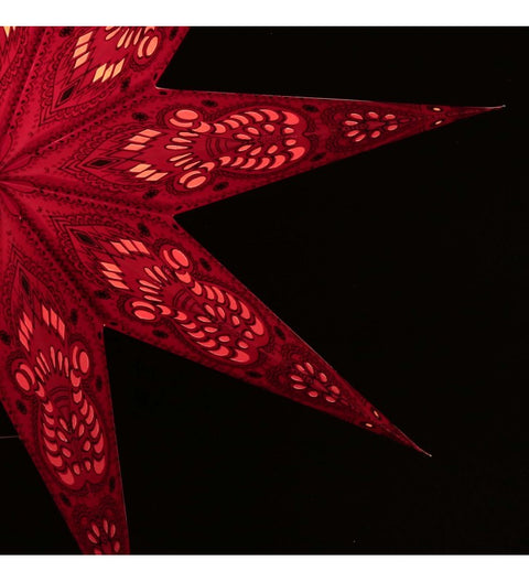 Leuchtstern Ganesha rot/schwarz 60 cm 9 Zacken mit Zippverschluss