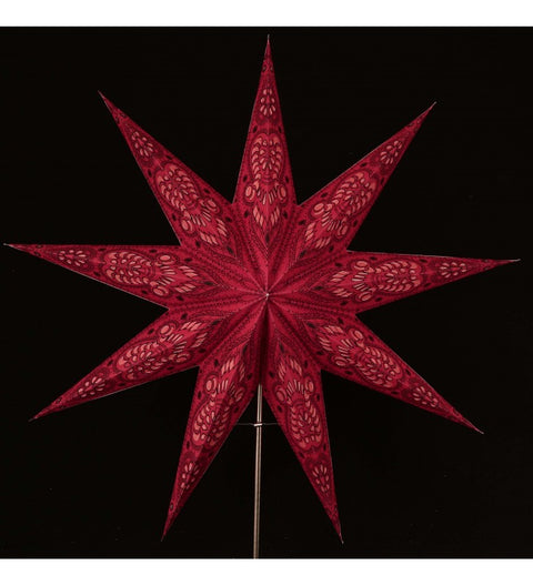 Leuchtstern Ganesha rot/schwarz 60 cm 9 Zacken mit Zippverschluss