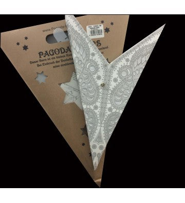 Leuchtstern Ganesha weiß/grau 9 Zacken, Durchmesser ca. 60  cm, mit Magnetverschluss